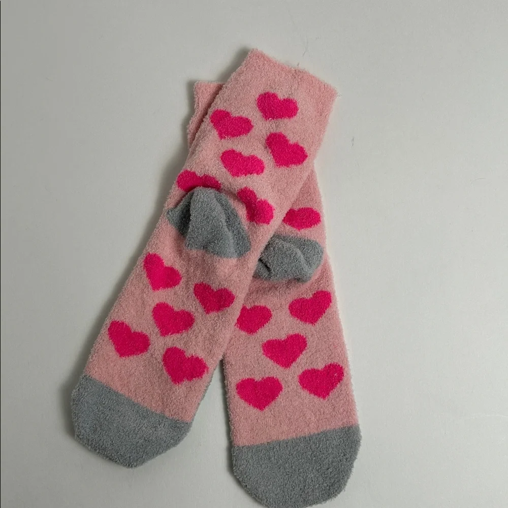 Pink and Gray Cat Heart Socks‎